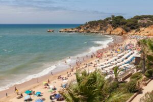 Algarve beach during the summer season in Portugal