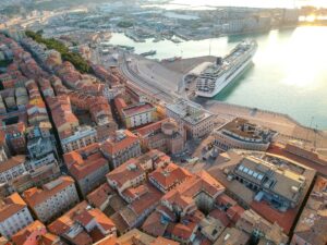 flight over the harbor of Ancona Italy