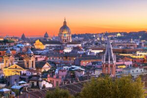 Italy, Rome Cityscape with Historic Buildings and Cathedrals