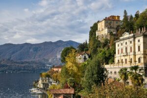 Lake Orta and Orta San Giulio town in the Province of Novara in Italy