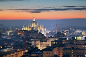 Milan, Italy Skyline at Dusk