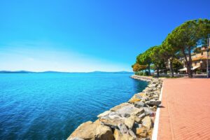 Passignano sul Trasimeno town on the Trasimeno lake, Umbria Italy.