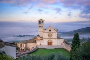 The majestic Basilica of San Francesco in Assisi, Italy