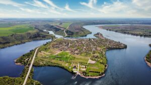 Aerial drone view of nature in Moldova