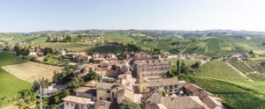 Aerial shot of the buildings in the Certaldo town in Italy