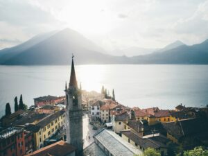 Aerial view Como lake.