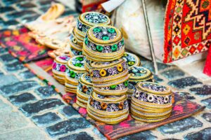 Azerbaijan old style hats on a local market