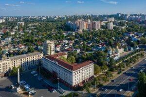 Chisinau, Moldova. Academy of science, drone aerial view