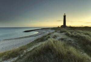 Denmark, Skagen, lighthouse at the beach