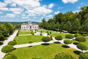 Famous Melk Abbey garden pavilion in lower Austria