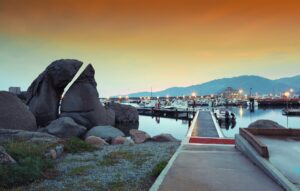 Fantastic sunset view of Boats in Beautiful Marina of Villasimius.