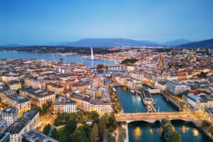 Geneva, Switzerland Skyline Towards Lake Geneva