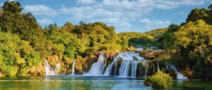 KRKA waterfalls Croatia, krka national park Croatia on a bright summer evening