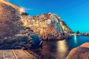 Manarola in Cinque Terre, Italy panorama at night