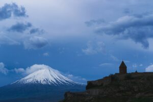 Mount Ararat and Khor Virap monastery at sunrise