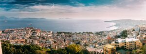 Naples, Italy. Top View Cityscape Skyline With Famous Landmarks