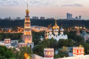 Novodevichy Convent (at evening), also known as Bogoroditse-Smolensky Monastery, Moscow, Russia