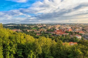 Panorama of the city. The historic center of Vilnius