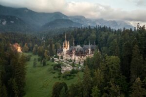 Panoramic picture of a beautiful medieval castle in Romania