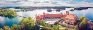 Panoramic shot of a Trakai Castle in Lithuania