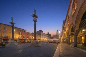 Ravenna, Italy at Piazza del Popolo with the Venetian Columns