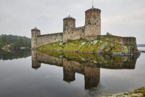 Savonlinna castle fortress at dawn. Finland landmark. Finnish heritage. Horizontal