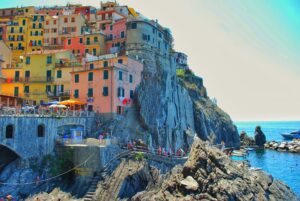 The colorful houses at the Coast of Manarola, Cinque Terre, Italy