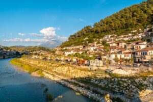 The historic city of Berat in Albania and its river, UNESCO World Heritage Site