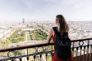 Tourist contemplating Paris