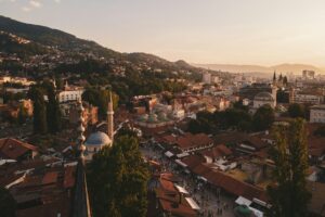 View of the historic center of Sarajevo, Bosnia and Herzegovina