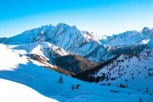 Winter view of Marmolada, “Queen of Dolomites “