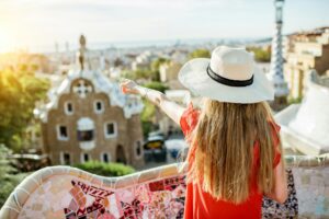 Woman traveling in Barcelona