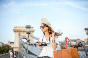 Woman traveling in Budapest