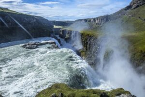 Gullfoss waterfall lookout in the golden circle of south of Iceland